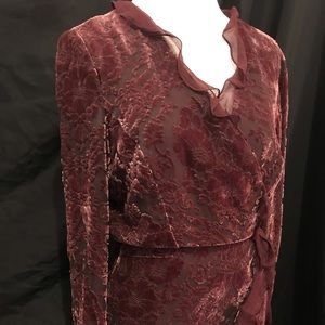 Anthropologie ECI Mauve Velvet Holiday Wrap Top L